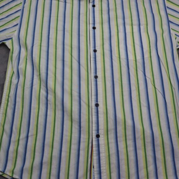 Tommy Hilfiger Denim Shirt Mens XL Blue Green Striped Logo Button Up Casual - Picture 10 of 16